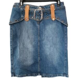 Vintage Joujou Western Blue Denim Mini Skirt‎ Women's Size 7/8